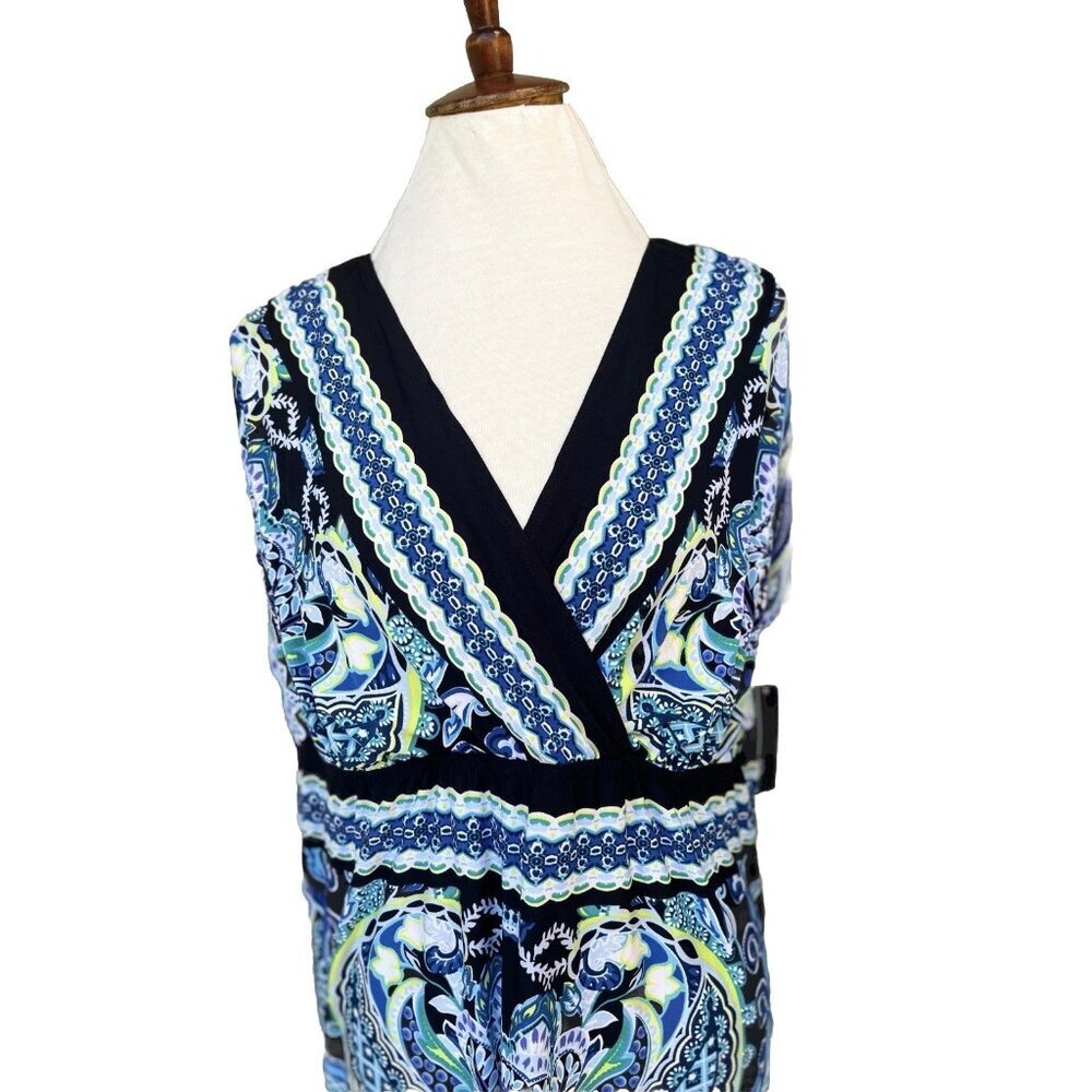 AGB Woman Paisley V-Neck Cap Sleeve Dress 1X NWT Made in USA - Picture 8 of 13